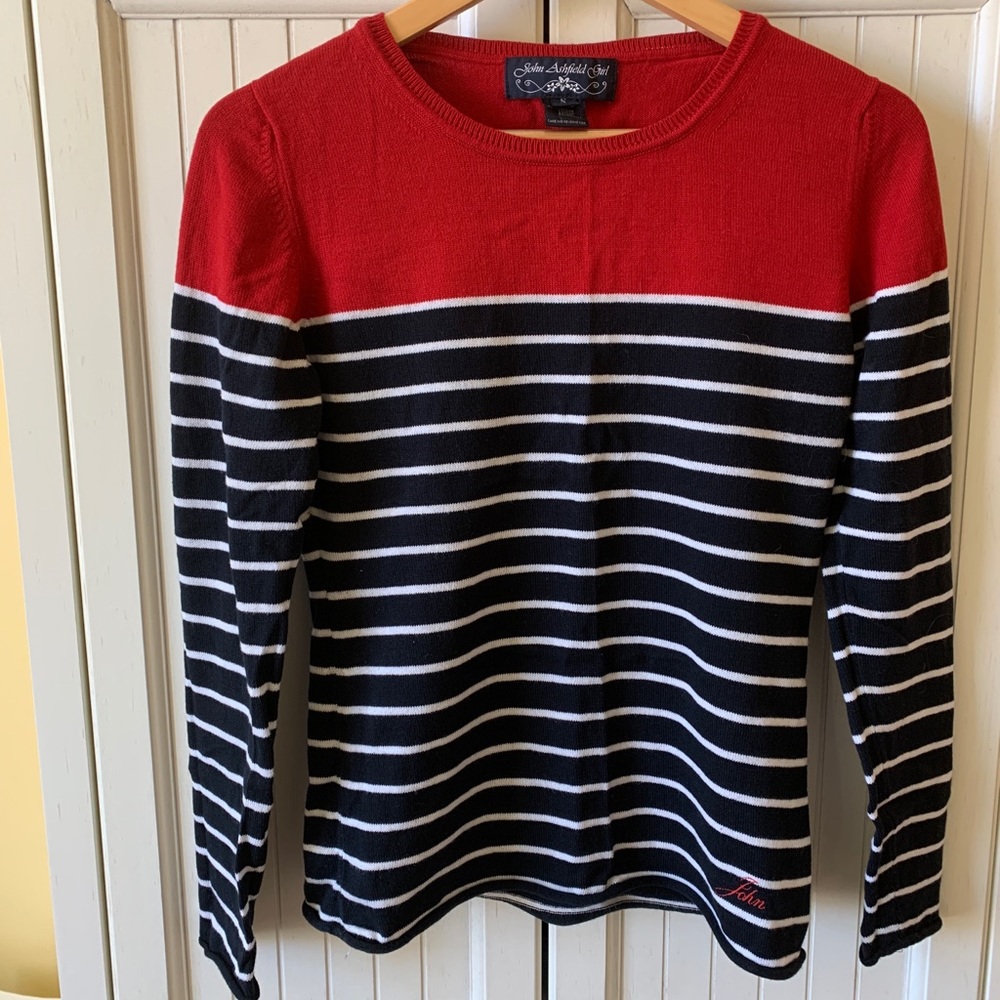 John Ashfield Girl red, white, and blue striped sweater